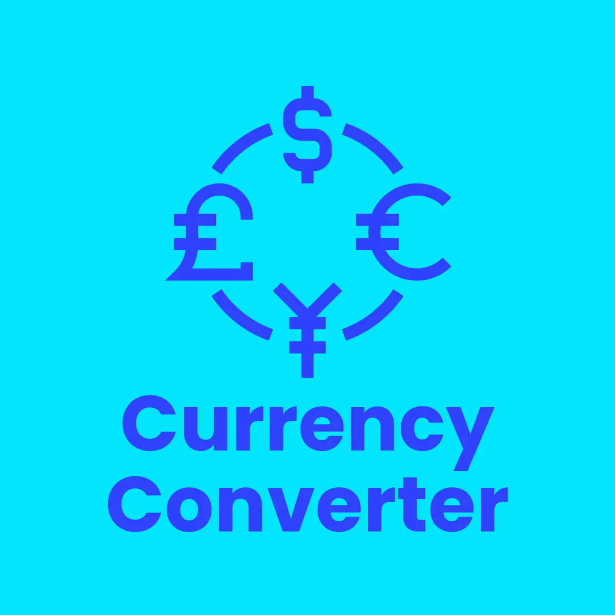 Logo of currency converter with symbols of major currencies